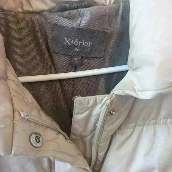 UTEX Xtérior Cream Down Filled Belted Puffer Winter Jacket Size Medium - Picture 2 of 3